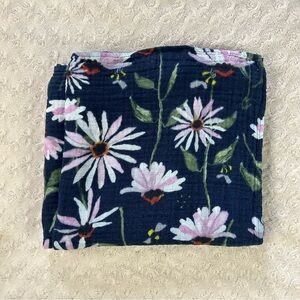 Little Unicorn Coneflower Baby Photo Blanket Muslin Blue Floral Flower Purple